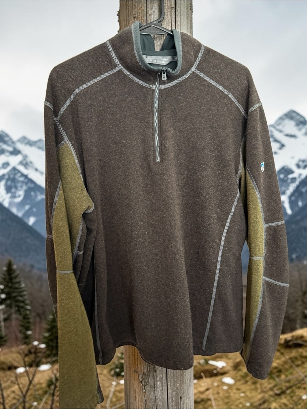 KÜHL Revel 1/4 Zip Fleece Pullover Mens XXL Brown Olive – FITS LIKE LARGE
